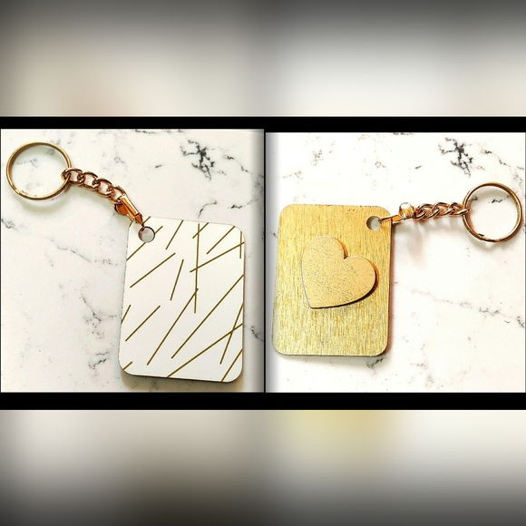 NEW Handmade Keychain Bag Tag! Italian Wood - Lines. "I LOVE My Bag!" Wood Heart - Picture 6 of 6